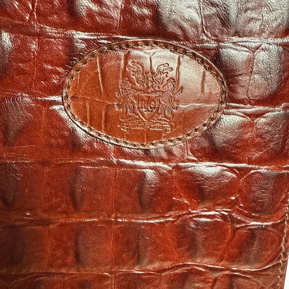 Vintage Italian Leather Tie Case Mens Travel Accessory Luxury Gift Crocodile EUC